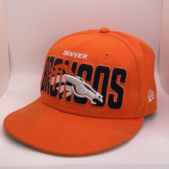 New Era 59Fifty NFL Denver Broncos Embroidered Cap Orange Fitted Hat Size 7 - Picture 3 of 14